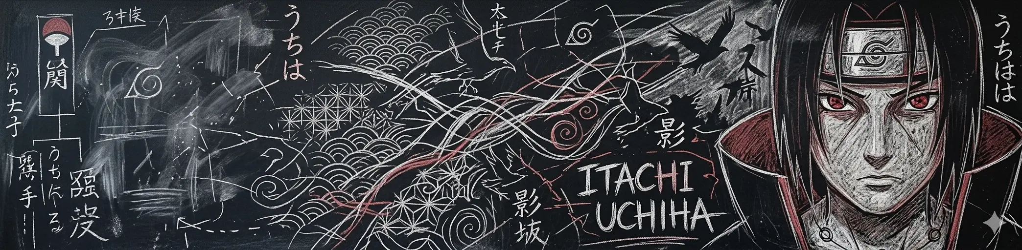 Itachi drawn on a board