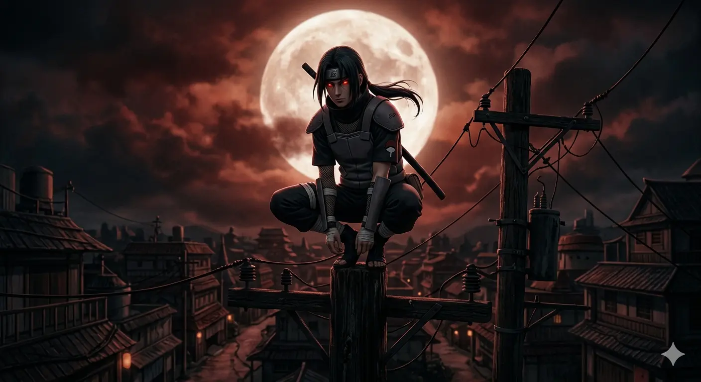 itachi standing on a pole